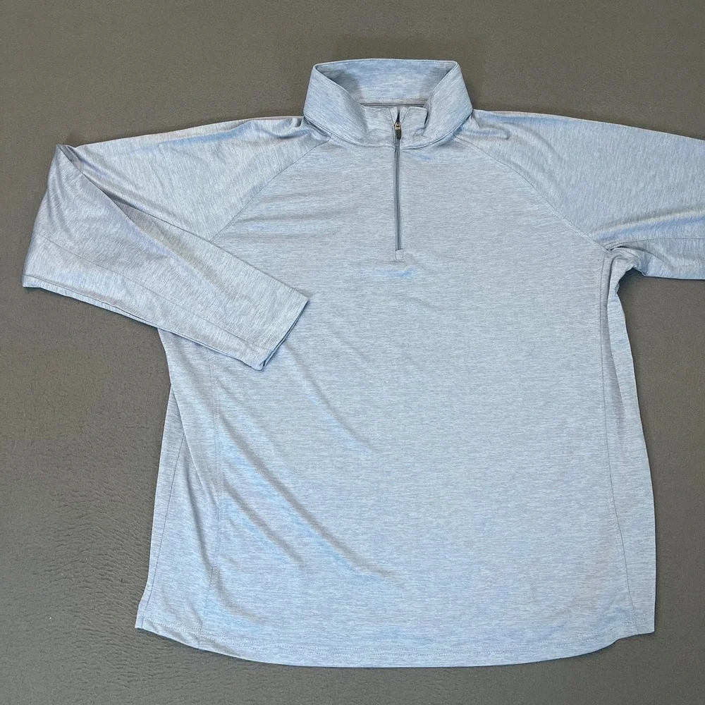 Unbranded Mens Size Large 1/4 Zip Pullover Blue Golf‎ Logo Stretch Mock Neck